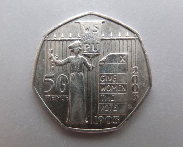 Fifty pence coin sufragette commemorative issue